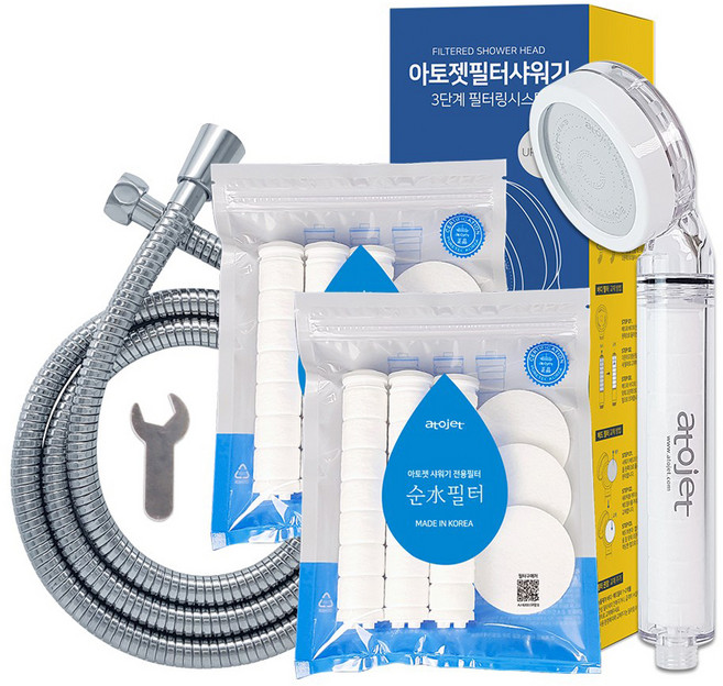 아토젯 샤워기 + 순수필터 2p + 샤워호스 1.5m 세트, 1개, 혼합색상