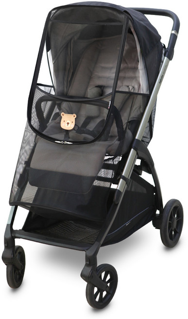 마니또 유모차 범용 모기장 메쉬커버, 베어 블랙, 1개