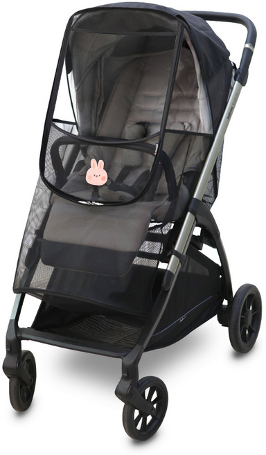 마니또 유모차 범용 모기장 메쉬커버, 바니 블랙, 1개