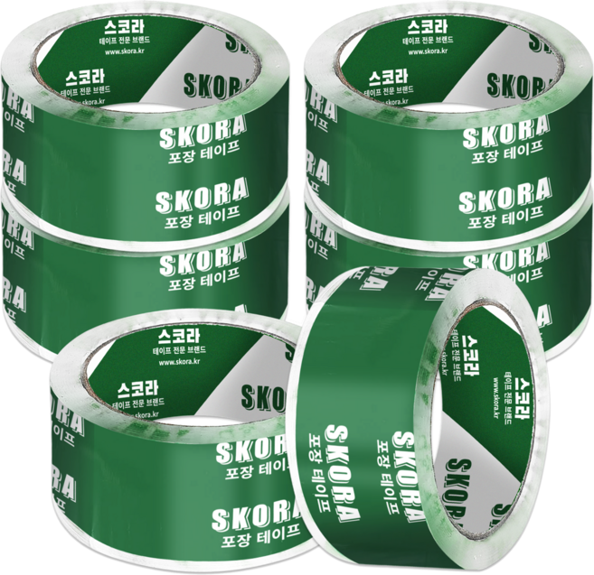 스코라 고투명 박스 테이프 경포장 53μm 48mm x 50m, 6개