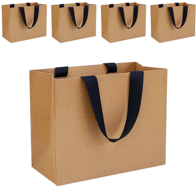 리드홈 튼튼한 크라프트 가방끈 선물포장 무지 쇼핑백 와이드형, 혼합색상, 5개
