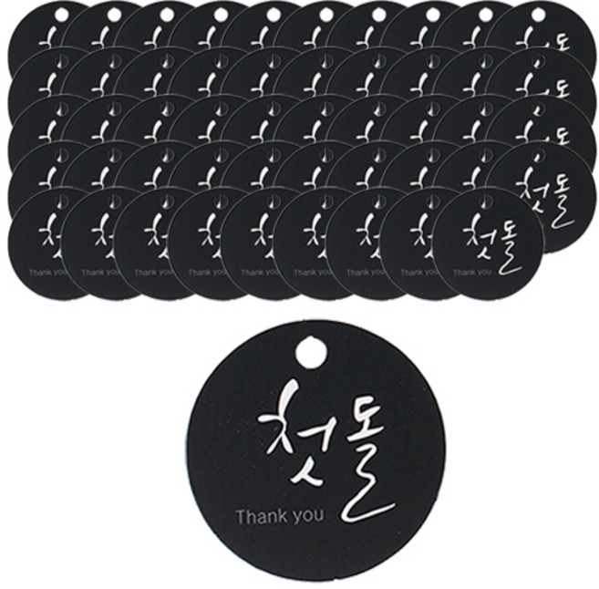 아이엔피 데코택 첫돌 원형택, 블랙, 50개