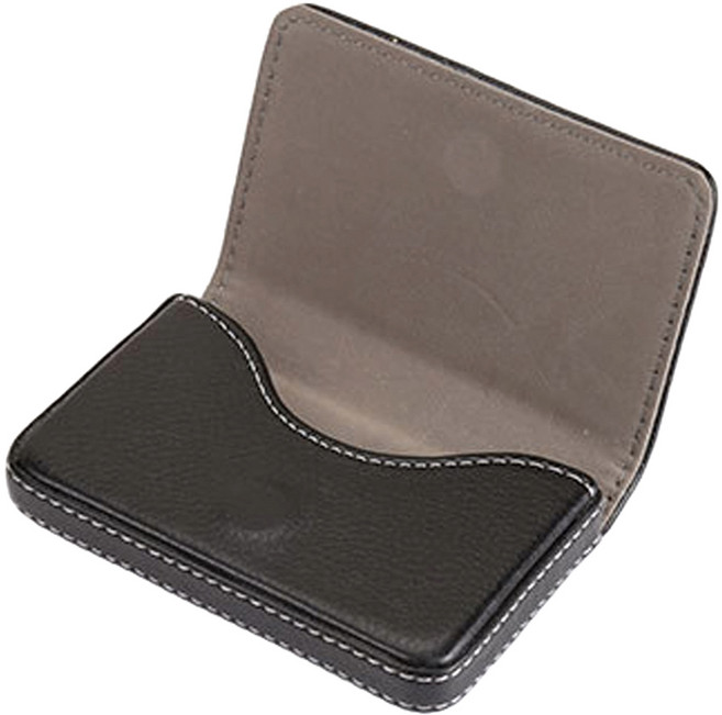 pines 내츄럴 고급 가죽 카드 명함 케이스, 블랙, 1개