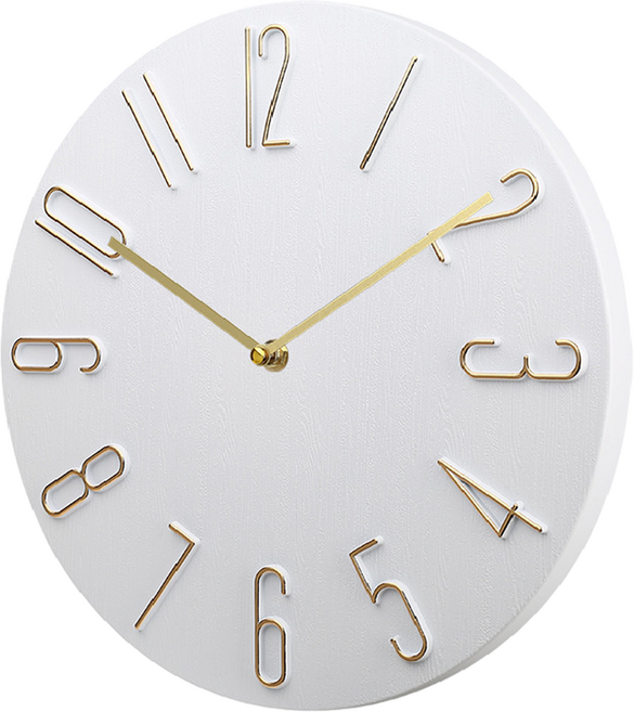 바이아 우드 스타일 무소음 벽시계, 샴페인골드