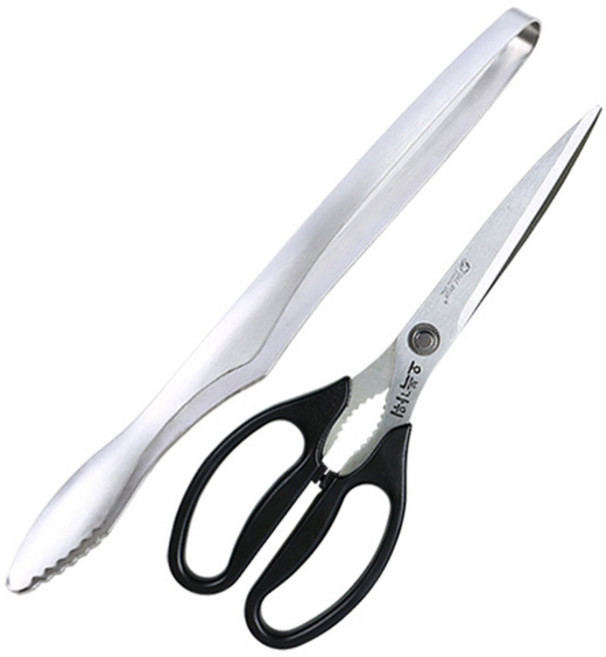 제우스 바베큐 고기집게 + 오복가위 NO 104 e편한가위 세트, 혼합색상, 1세트