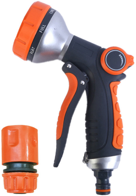 월드크린 프리미엄 8기능 고압 세차 물 호스 스프레이 건, 1개, 오렌지