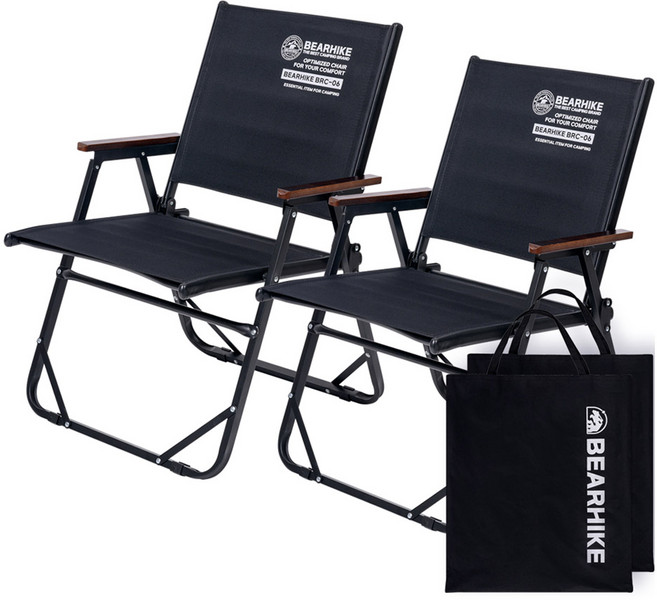 베어하이크 릴렉스 폴딩 캠핑 의자 고급형 BRC-06, 블랙, 2개