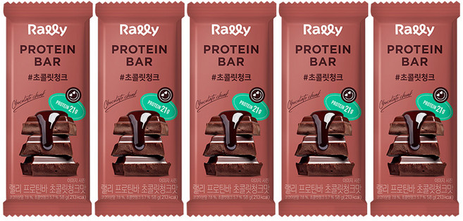 Rally 프로틴바 초콜릿청크맛, 58g, 5개