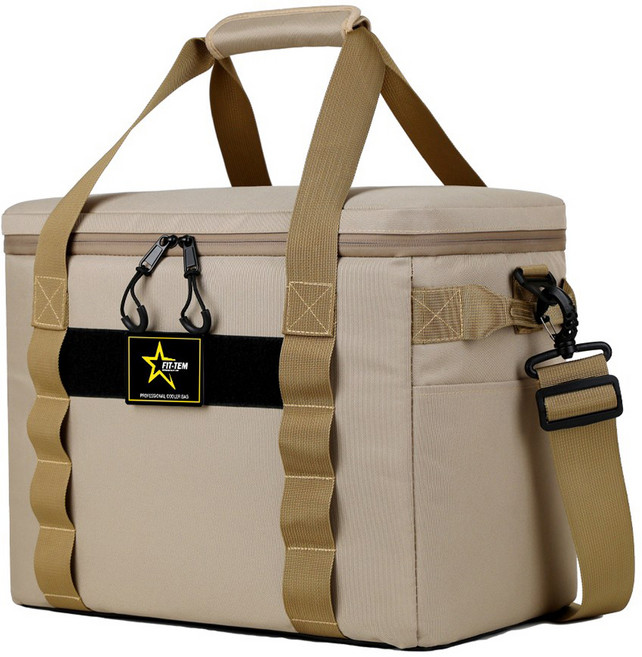 핏템 대용량 방수 캠핑 쿨러백 대형, 라이트 브라운, 28L