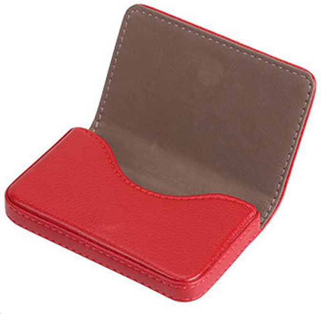 pines 가죽 카드 수납 명함케이스, 레드, 1개