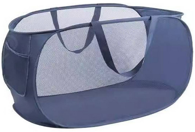 메오 접이식 메쉬 다용도 보관 세탁 바구니, 네이비