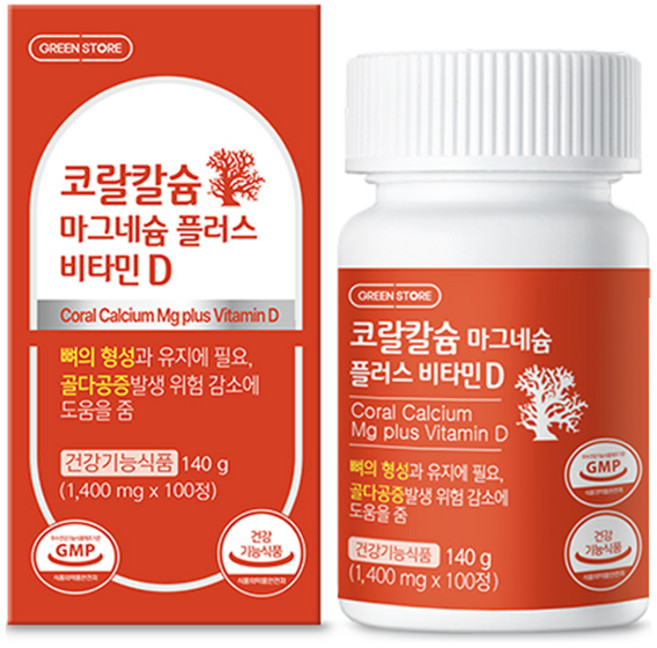 그린스토어 코랄칼슘 마그네슘 플러스 비타민 D, 100정, 1개