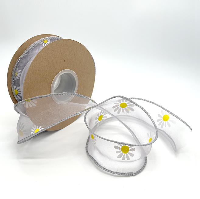 만들하비 데이지 쉬폰 오간디 포장 리본끈, 11 그레이, 9m, 1개