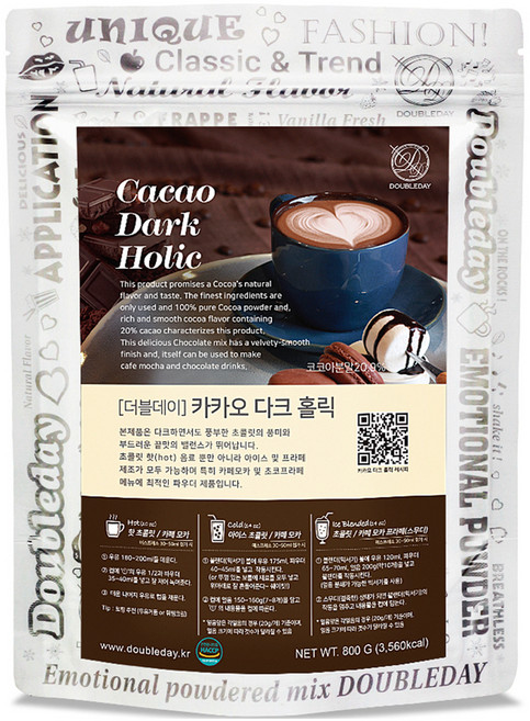 더블데이 카카오 다크홀릭 파우더, 800g, 1개입, 1개