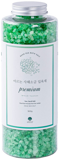 아르논 사해소금 입욕제 프리미엄 네이처그린 레몬그린티향, 900g, 1개