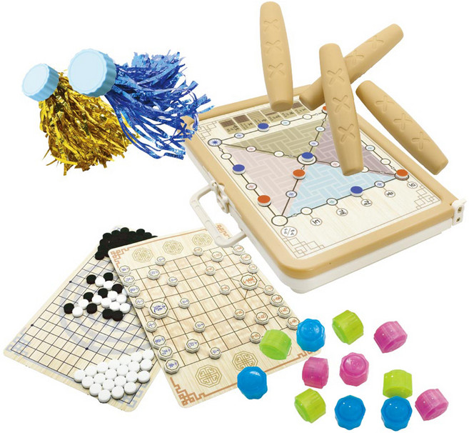 비앤씨 패밀리 보드게임 윷놀이+공기놀이+제기차기+오목+장기 5종세트, 혼합색상, 1세트