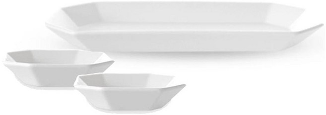 프렐류드 심플레 직사각접시 + 찬기 중 2p 세트 3p, 마시멜로, 직사각접시(1p) + 찬기 중(2p), 1세트