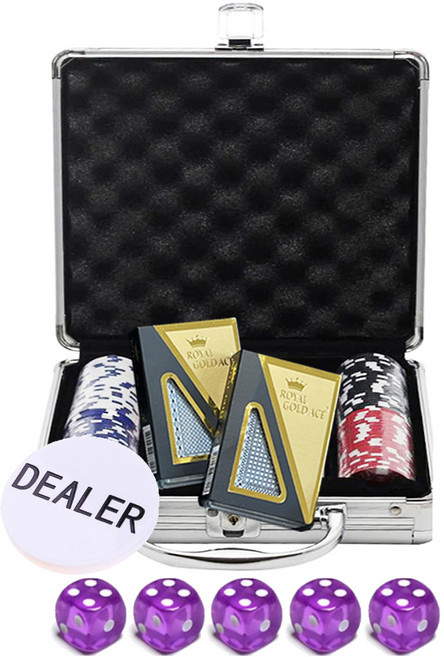 다싸몰 컬러칩 100p + 골드에이스카드 2p + 딜러칩 + 주사위 보라 5p 세트, 혼합색상, 1개