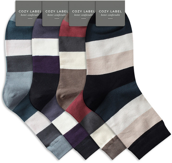 코지라벨 남성용 댄디 캐주얼 스트라이프 중목 양말 4켤레