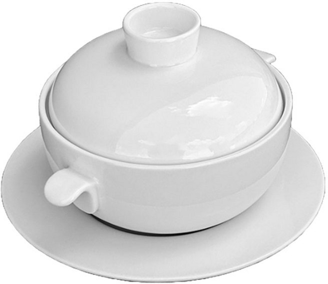 르쿠르 도자기 스프볼 320ml + 뚜껑 + 받침 세트, 화이트, 1세트