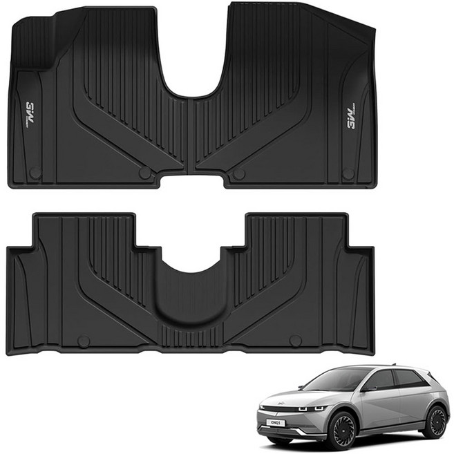 3더블유 에코라이너 TPE 카매트 1+2열 2p, 현대 더뉴아이오닉5 페이스리프트 페리오닉5 2024년형 7월~, 블랙