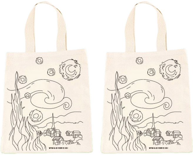 유니아트 캔버스 그리기가방, 별이빛나는밤, 2개