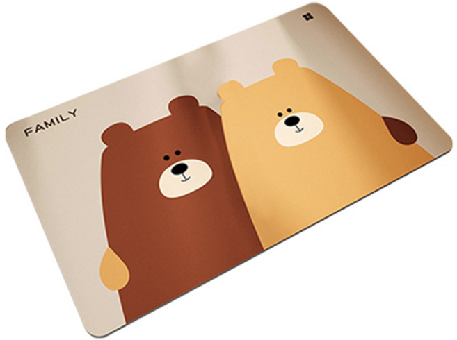 블럭마트 귀여운 동물 규조토 발매트, 곰, 1개