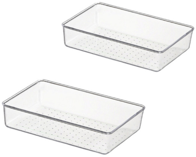 주앤지 다용도 아크릴 투명 수납 보관 트레이, D타입 (22.5 x 15.2 x 5.6 cm), 2개