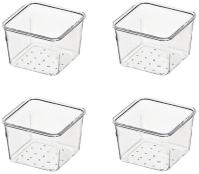 주앤지 다용도 아크릴 투명 수납 보관 트레이, A타입 (7.5 x 7.5 x 5.6 cm), 4개