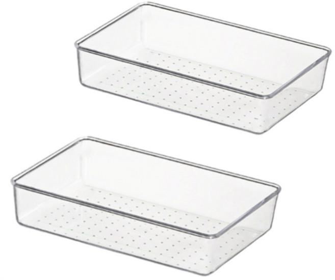 주앤지 다용도 아크릴 투명 수납 보관 트레이, E타입 (30.5 x 15.2 x 5.6cm), 2개