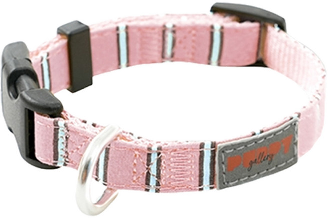 퍼피갤러리 강아지 스트라이프 데이지 콜라 목줄, 핑크, 1개