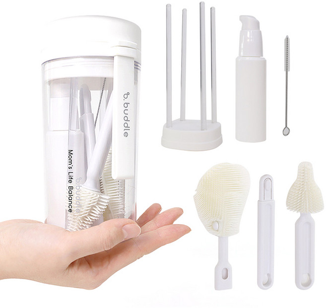 버들 휴대용 젖병 클리닝 세트, 1세트, 클린화이트