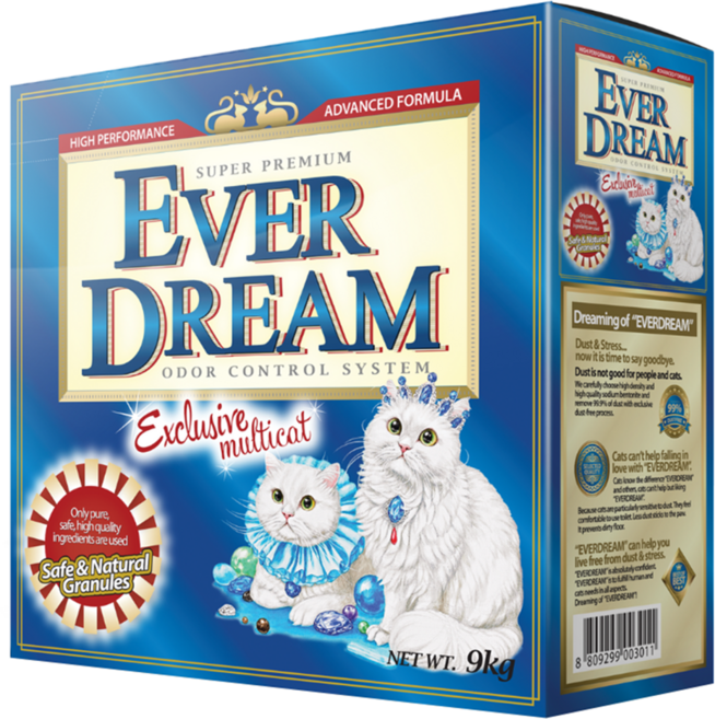 EVER DREAM 速凝結貓砂, 1盒, 9kg, 多貓除臭配方