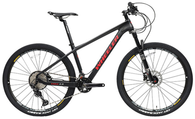 훨러 이글2.0 시마노XT 24단 27.5 카본 15.5 산악 MTB 자전거 (미조립배송), BLACK + RED, 170cm, 1개