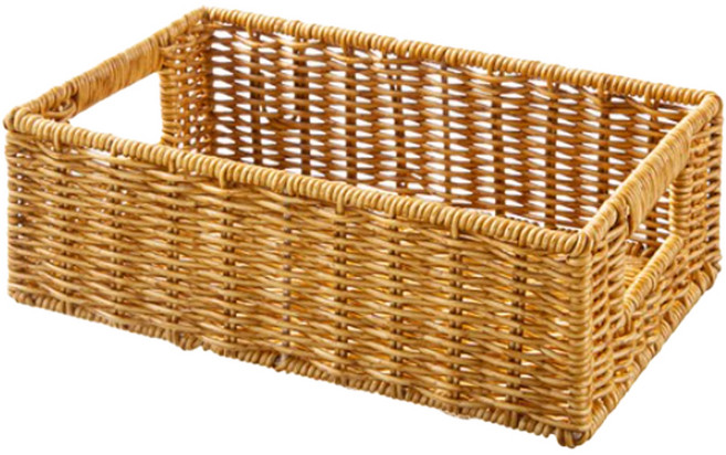 comet 藤編收納籃, 方形 咖啡色, 2個