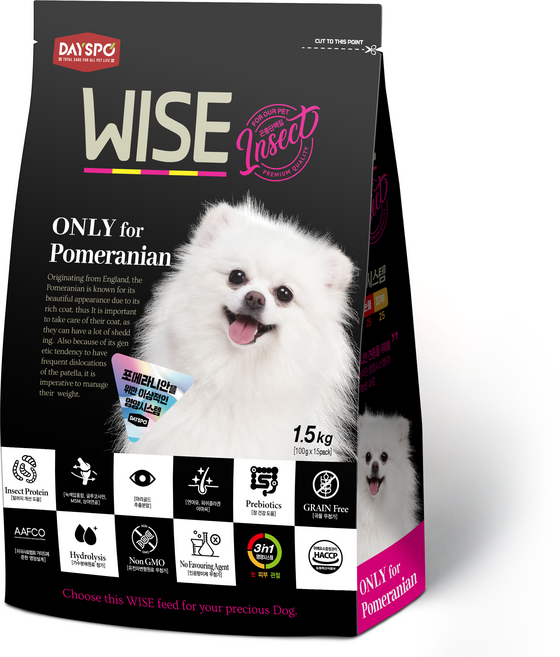데이스포 강아지 와이즈 인섹트 기능성 사료, 포메라니안, 1.5kg, 1개
