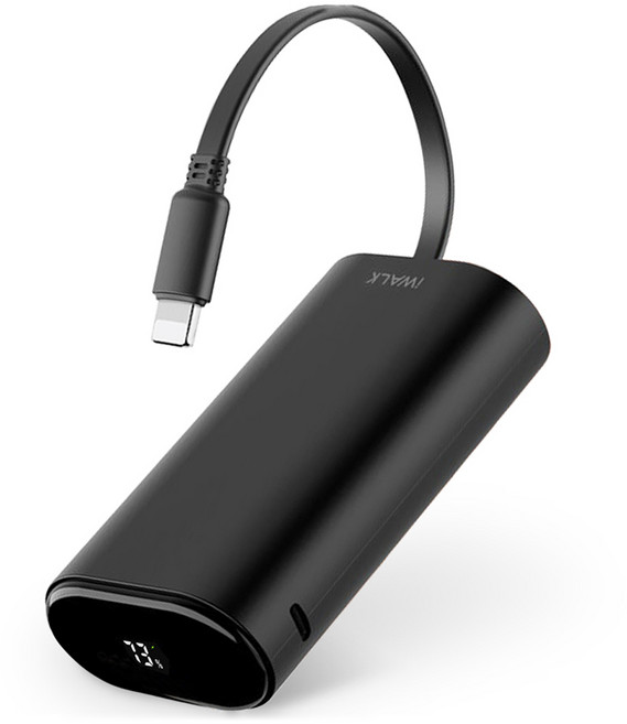 아이워크 케이블 일체형 고속 충전 보조배터리 10000mAh, 블랙, DBL10000PL