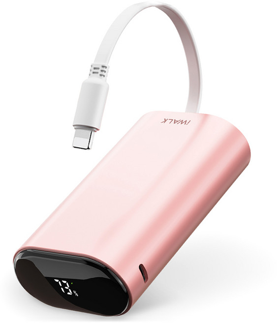 아이워크 케이블 일체형 고속 충전 보조배터리 10000mAh, 핑크, DBL10000PL