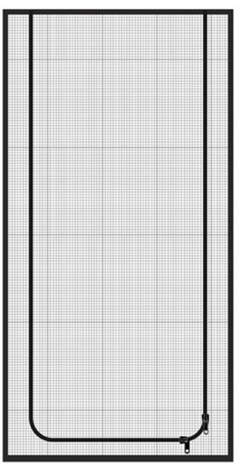 큐러스펫 고양이 지퍼형 방묘문 U타입, 블랙, 1개