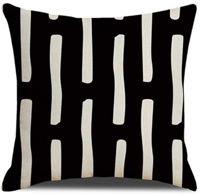 홈플로우 블랙 기하학 패턴 쿠션 커버 솜미포함