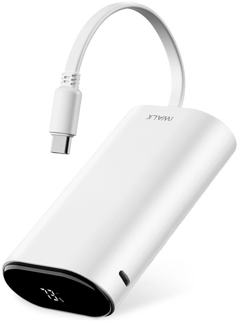 아이워크 케이블 일체형 고속 충전 보조배터리 10000mAh, 화이트, DBL10000PC