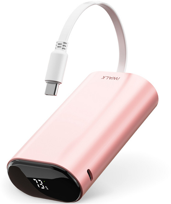 아이워크 케이블 일체형 고속 충전 보조배터리 10000mAh, 핑크, DBL10000PC
