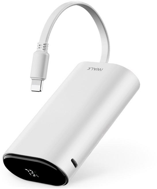 아이워크 케이블 일체형 고속 충전 보조배터리 10000mAh, 화이트, DBL10000PL