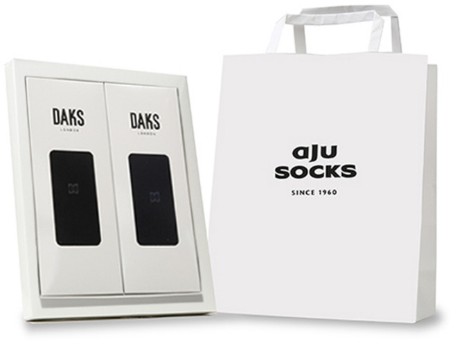 닥스 남성용 신사 무지 장목 2족 양말 선물세트 + 쇼핑백