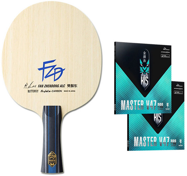 버터플라이 판젠동 탁구라켓 ALC FL 그립 + 러버 티마운트 마스터 V47 프로 2종 세트, 1세트