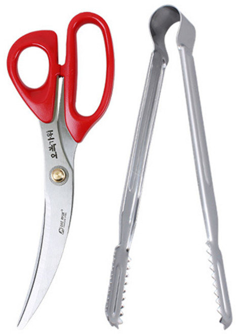 오복가위 구이구이가위 NO.9292 + 천성 악어집게 세트, 혼합색상, 1세트