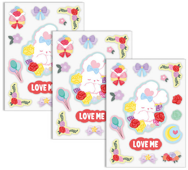 세컨드맨션 크리미 프렌즈 스티커, 플라워, 3개
