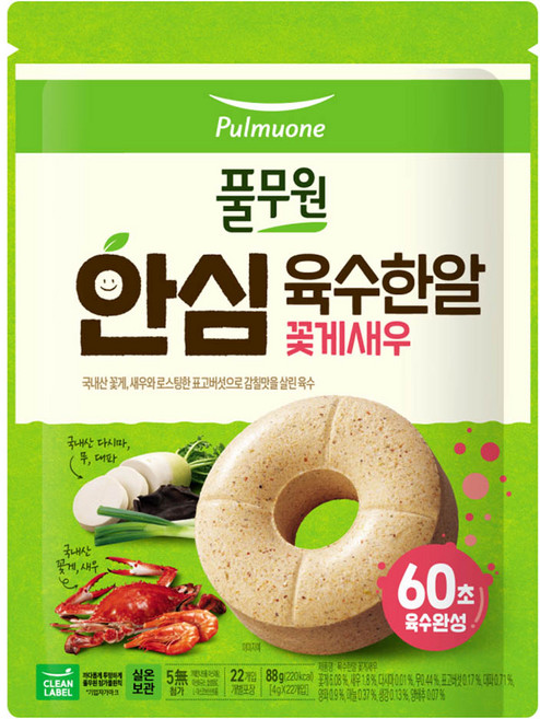 풀무원 안심 육수한알 꽃게새우 22p, 1개, 88g
