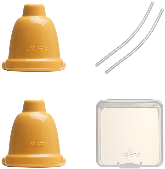 랄라비 꼼비 실리콘 스트로우 캡 세트, 1세트, Yellow
