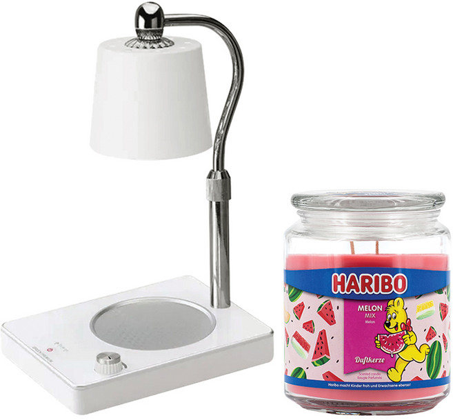 하리보캔들 라지자 캔들 + 빛조절 타이머 캔들워머 세트, 화이트(캔들워머), 멜론믹스